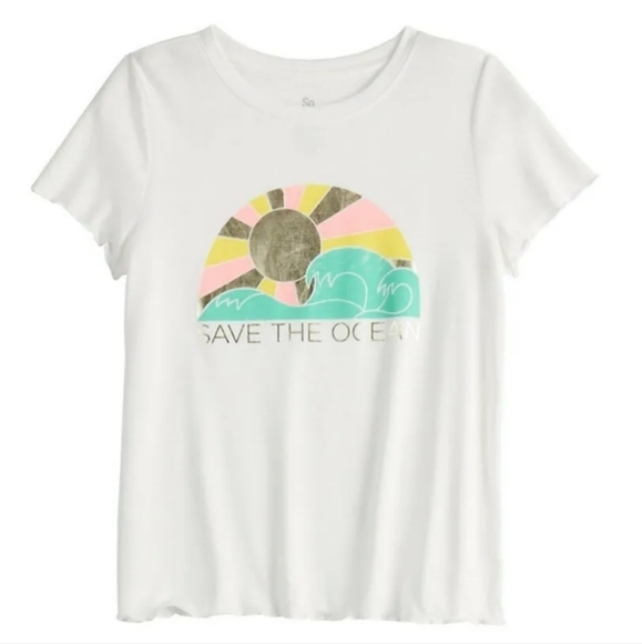 2 lot NWT SO Girls Sequin Side Cinch Tank Top & Save the Ocean Tee Size 14 Plus - Picture 3 of 3